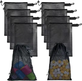 10 PCS With Clips Mesh Drawstring Bags, Portable Nylon Storage Bags for toy,Sports Storage,Outdoor activities etc. (15.7x19.7in)