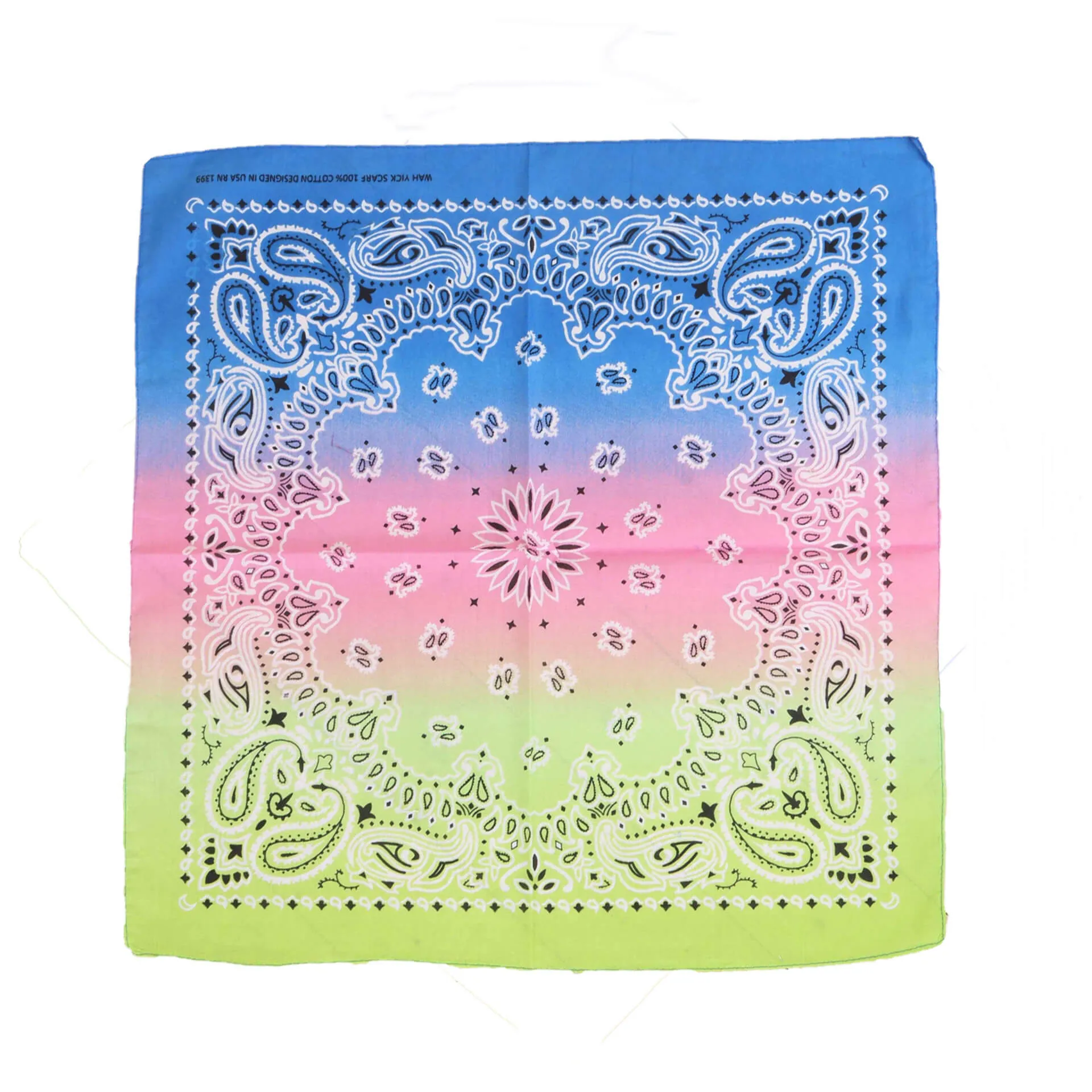 12 Pack Novelty Gradient Cotton Bandana Paisley Print Head Wrap Handkerchief (Gradient-Colors)