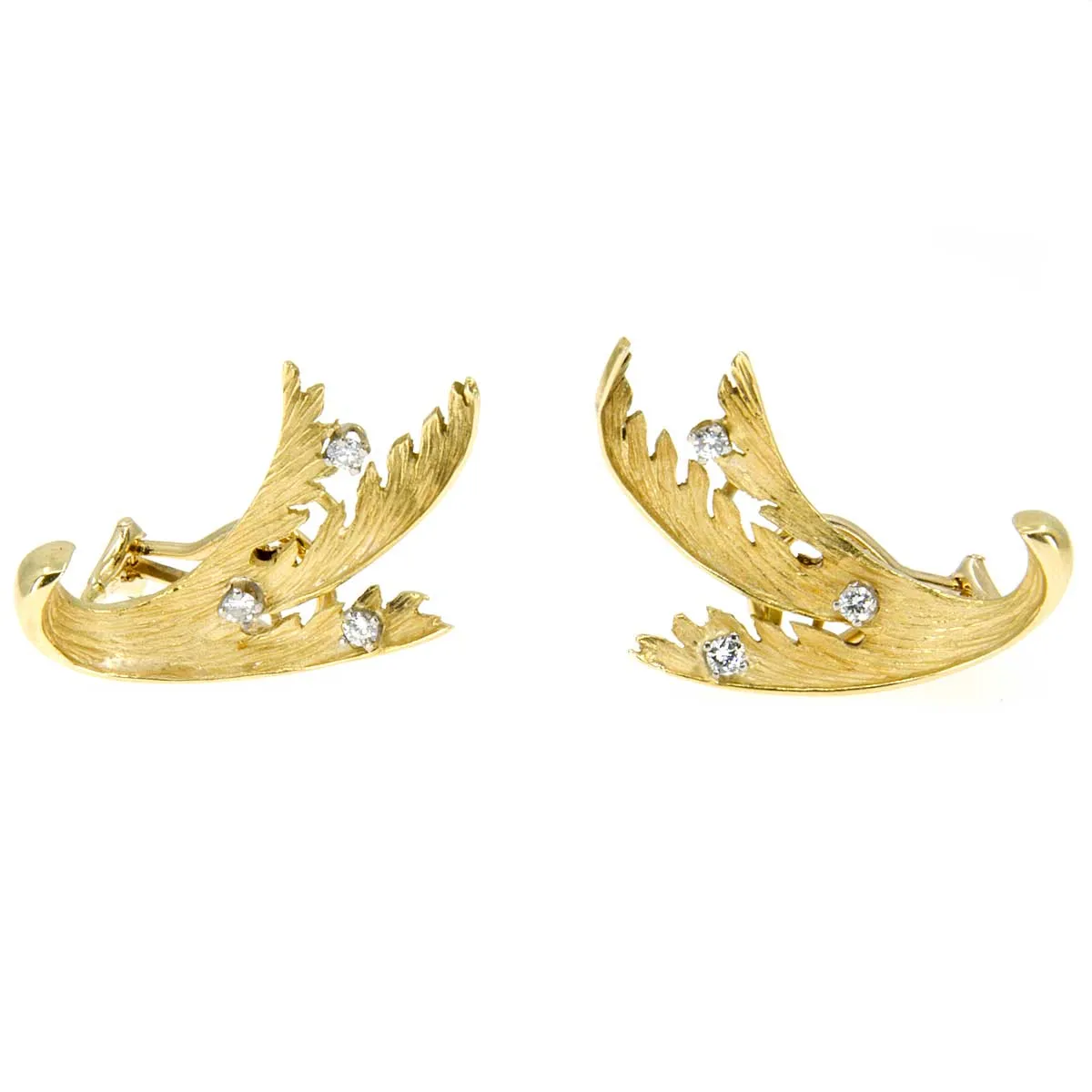 18K Diamond Floral Climber Ear Clips