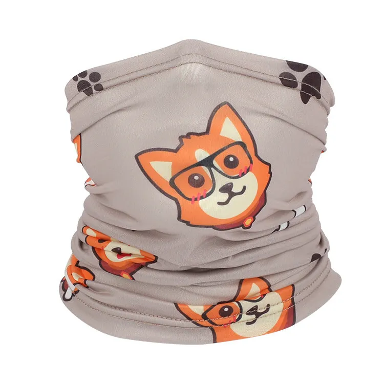 2PCs Multifunctional Children's Mask Summer Ice Silk Face Mask for Outdoor Cycling