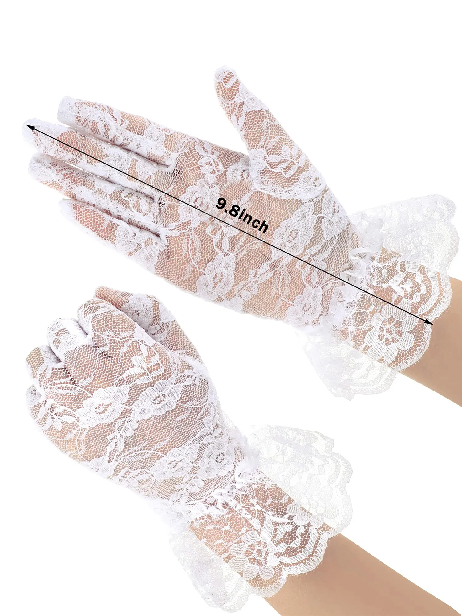 3 Pairs Women Lace Gloves Floral Lace Gloves Sun Protection Lace Gloves Dressy Gloves for Wedding Dinner Parties Black, Grey, Purple