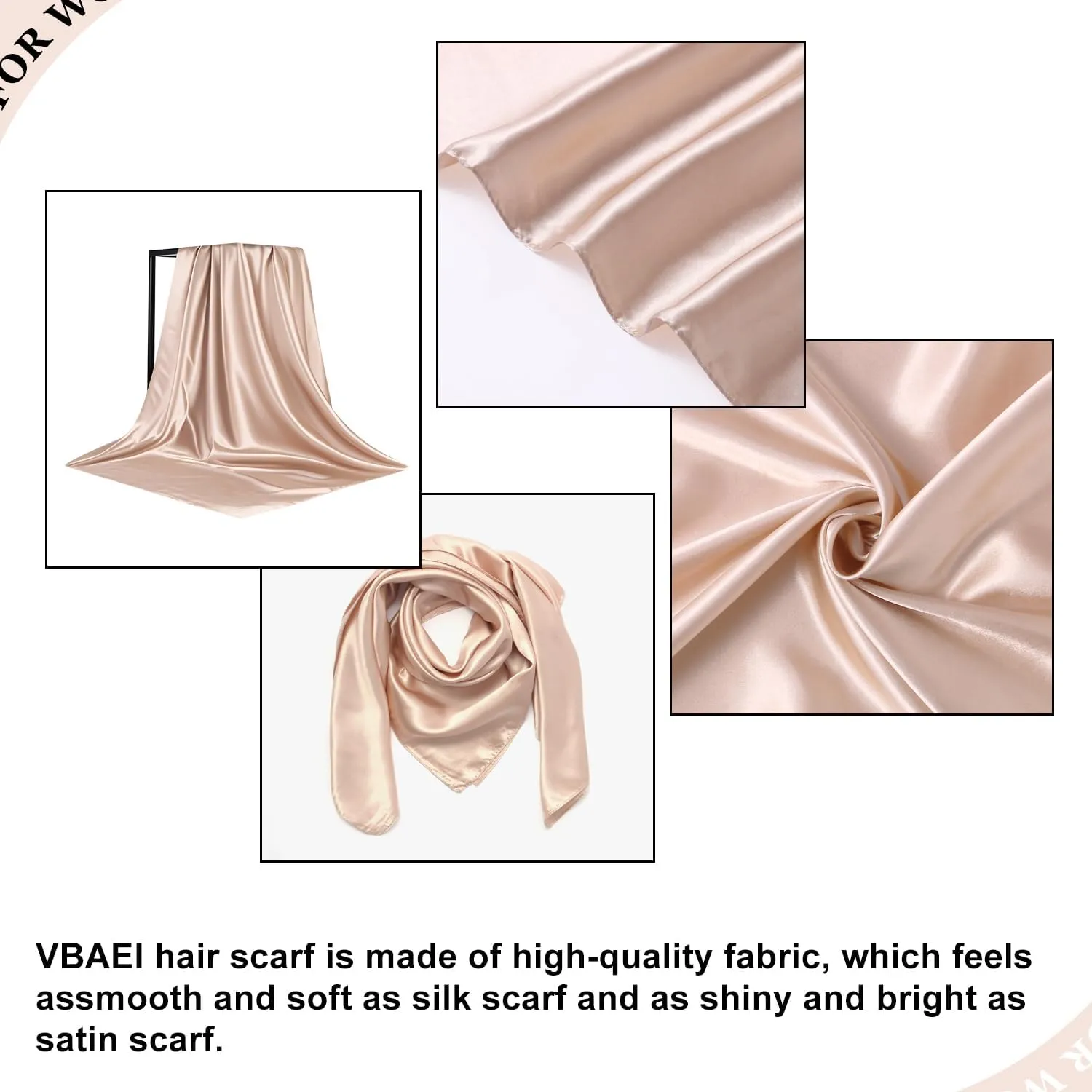 35 Large Square Satin Head Scarf - 3Pcs Silk Like Head Scarves Silk Bandana Satin Hair Scarf Head Wraps For Women