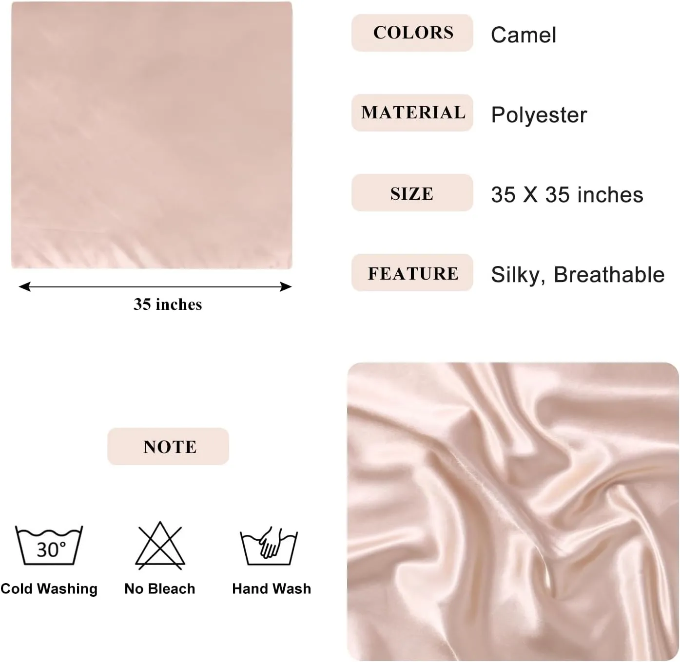 35 Large Square Satin Head Scarf - 3Pcs Silk Like Head Scarves Silk Bandana Satin Hair Scarf Head Wraps For Women