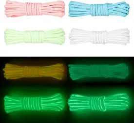 66 Feet/20M 4 Colors Glow in The Dark Paracord Parachute Cord Bracelet Kit 4mm Polyester Multifunction Luminous Survival Climbing Paracords Lanyard Rope for Hiking DIY Craft Project Supplies