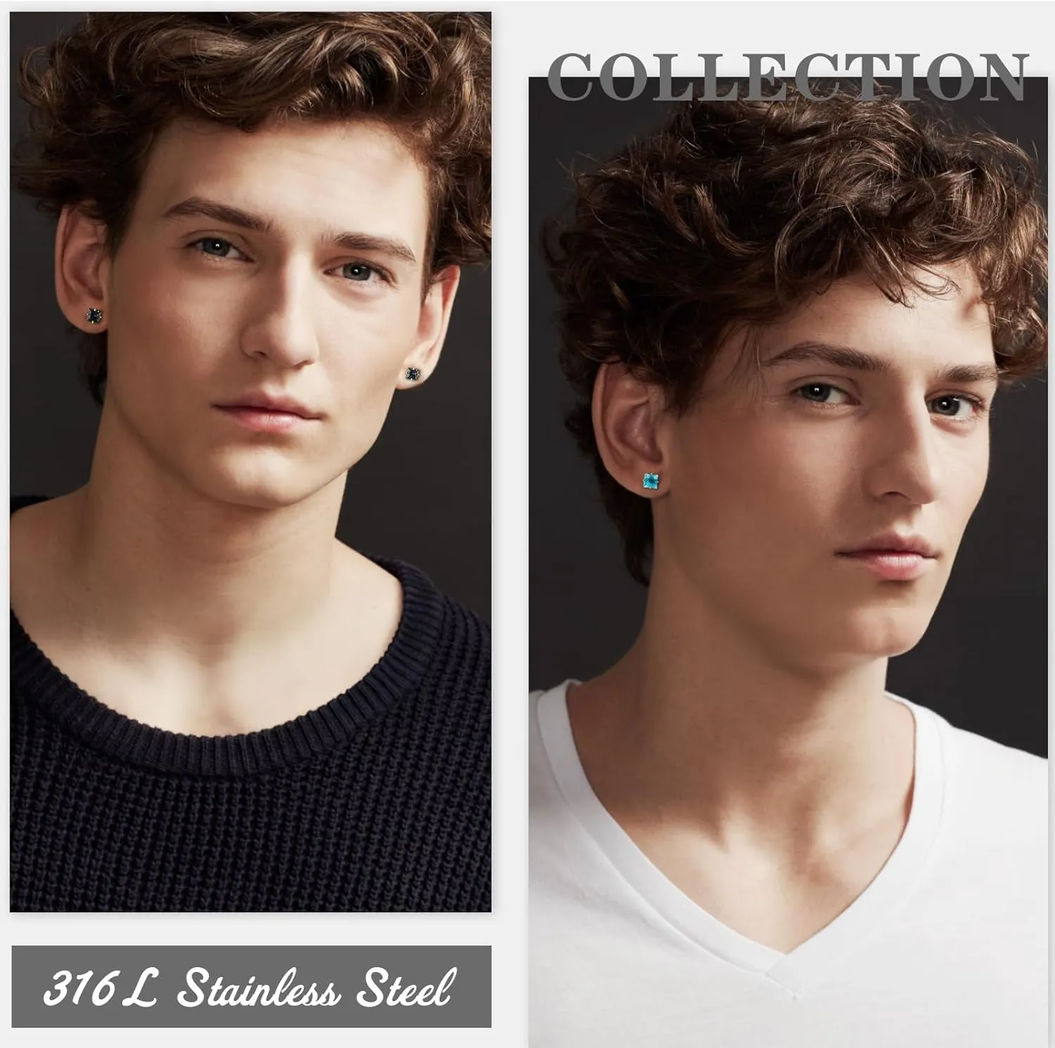 8 Pairs Flat Back Stud Earrings for Women Men, Hypoallergenic Surgical Stainless Steel 5A Cubic Zirconia Earrings Set Jewelry for Men