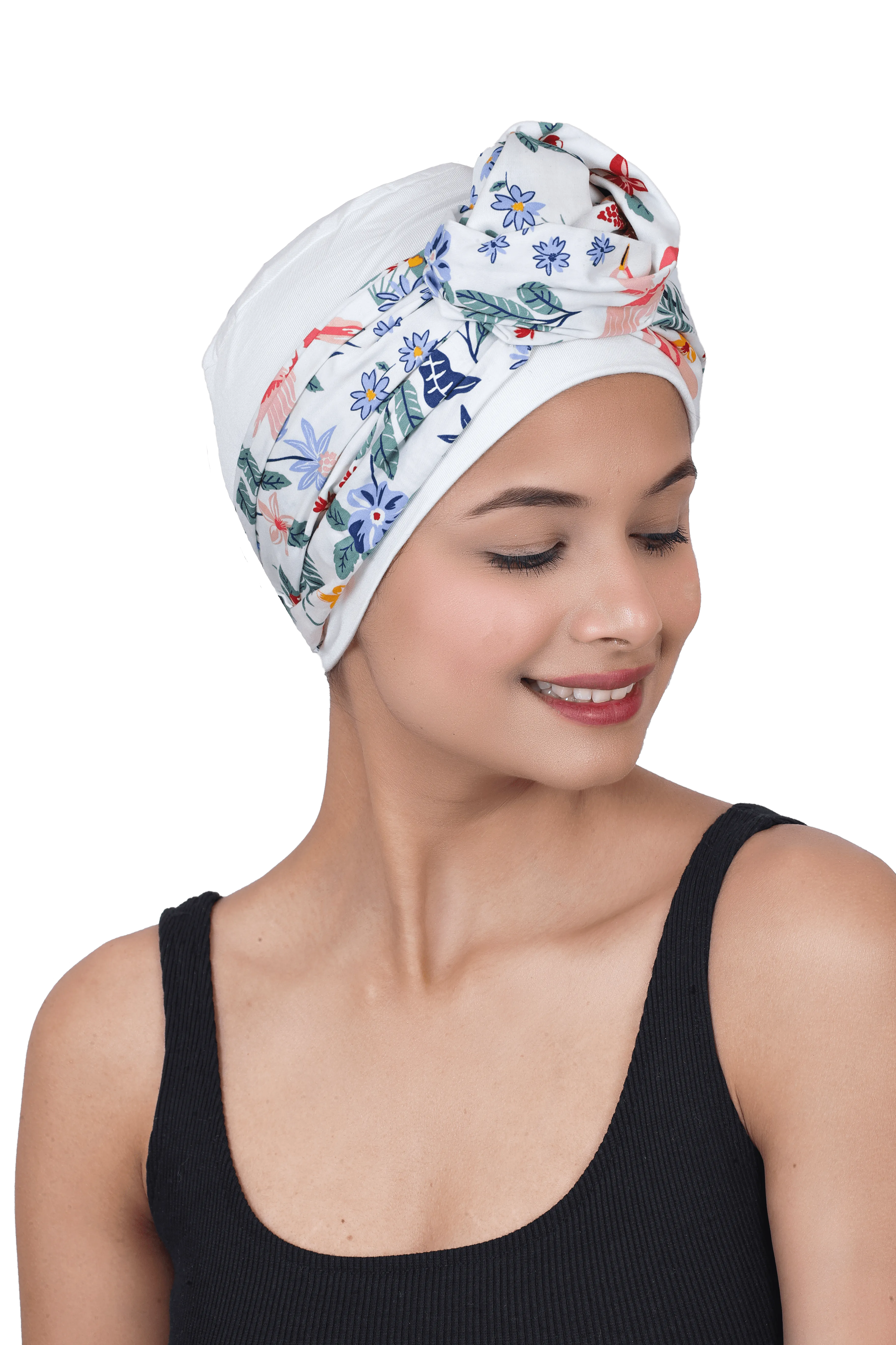 Beautifull  Bamboo Viscose Beanies Cap With Printed Front Rose Flower Band