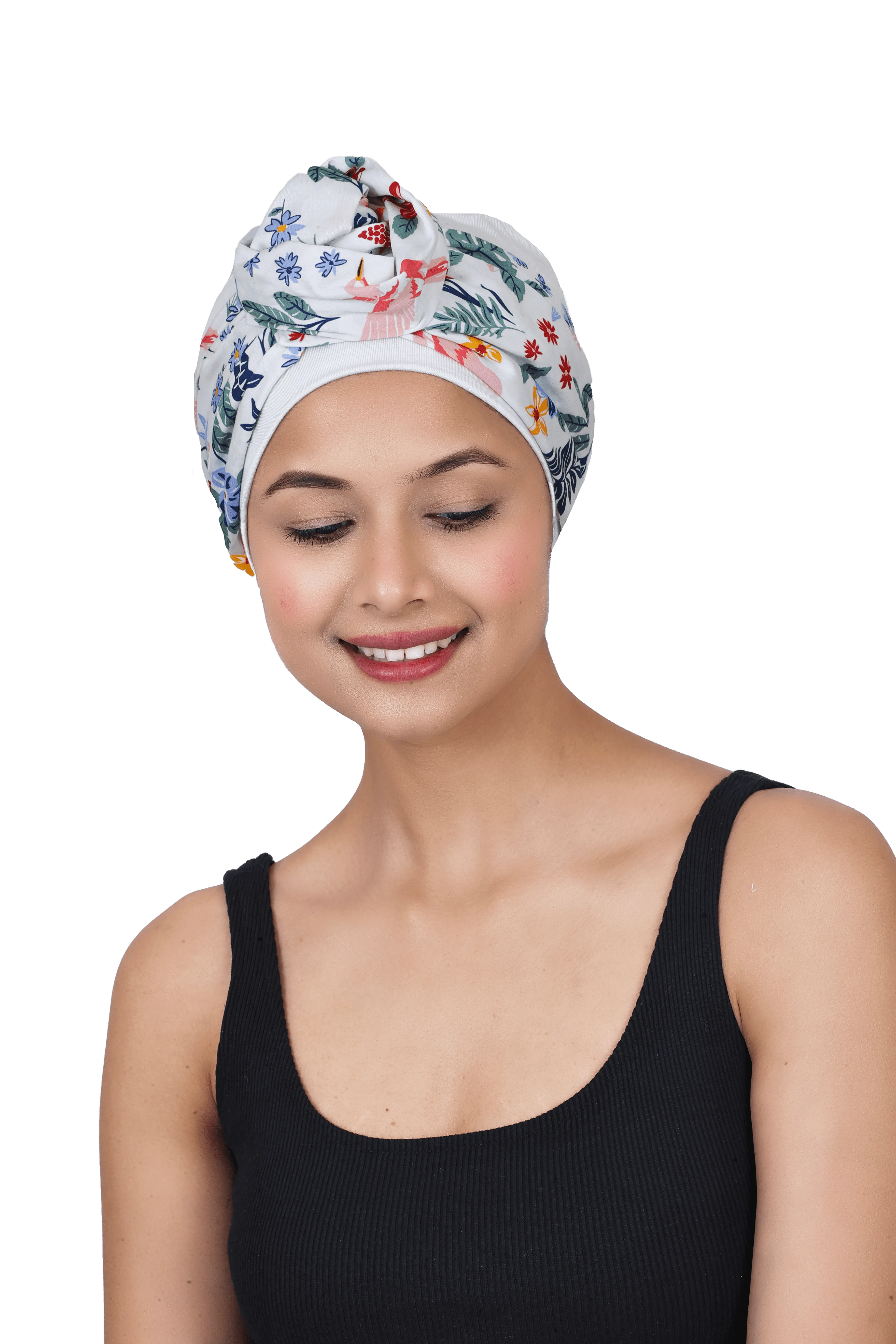 Beautifull  Bamboo Viscose Beanies Cap With Printed Front Rose Flower Band