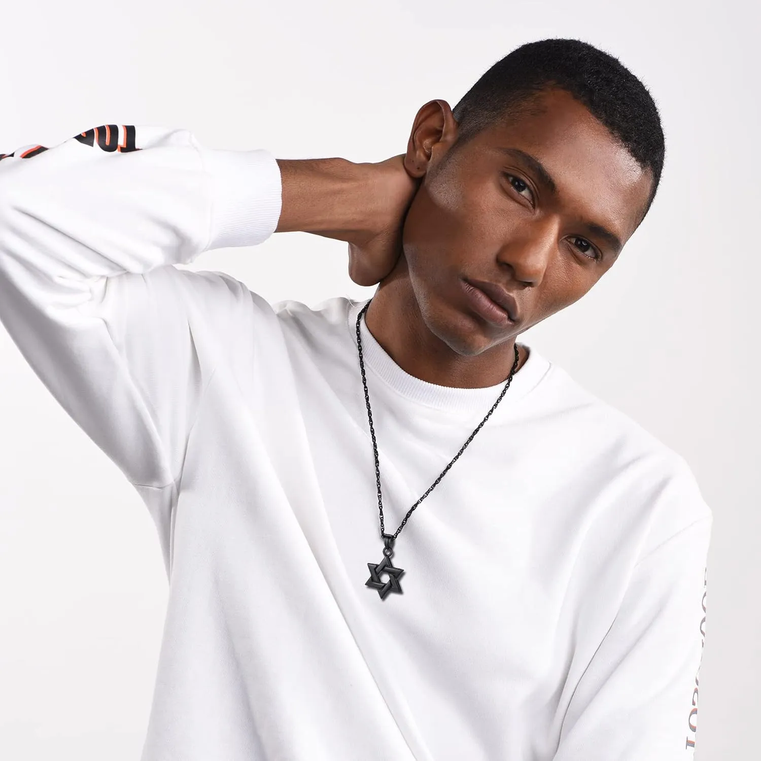 Bestyle Star of David Necklace Handmade Stainless Steel Hexagram Pendant Israel Jewish Star Necklace Religious Jewelry, Protective Amulet Gift for Men Boys