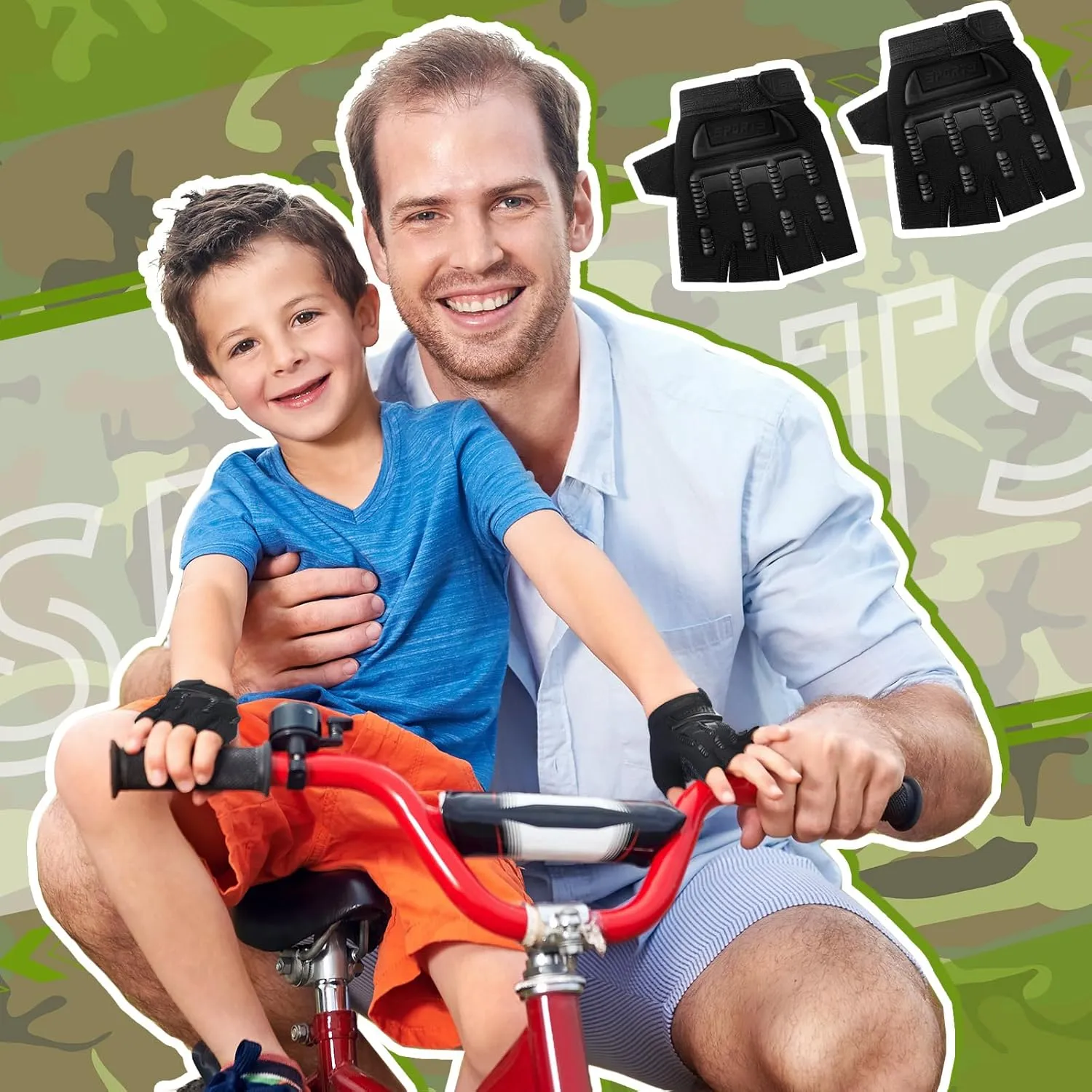Boao 3 Pairs Kids Bike Gloves Cycling Half Finger Fingerless Workout Gloves Non-Slip Gel for 7-12 Years