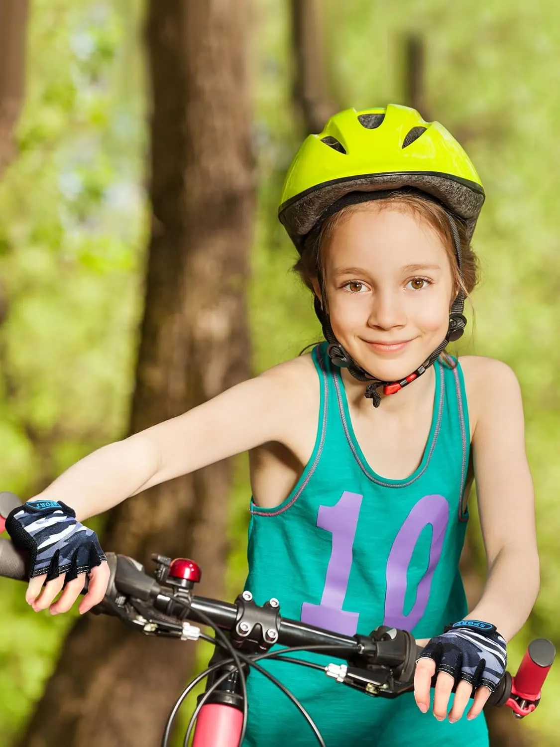Boao 3 Pairs Kids Bike Gloves Kids Half Finger Fingerless Sports Gloves Non-Slip Gel for 7-12 Years