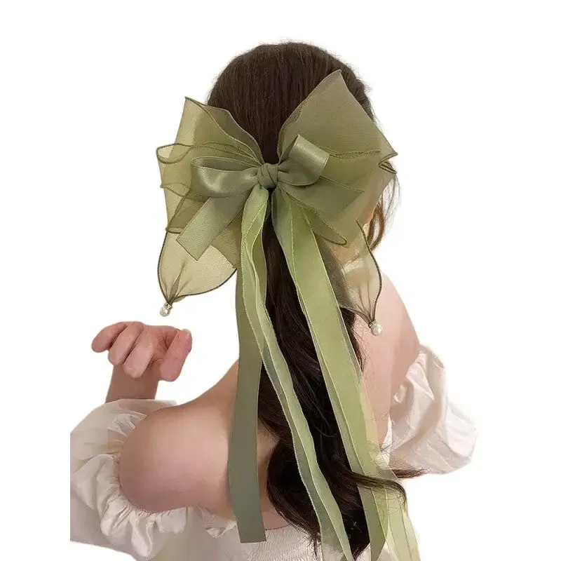 Bow Clip Pearl Black Hair Hairpin