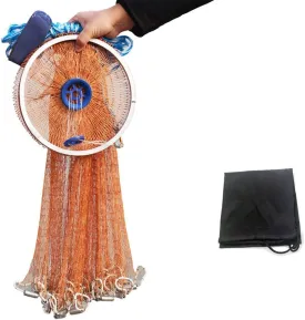 Cast Fishing Net with Aluminum Frame, 0.8 inch Mesh, 7.8-13.8 ft Diameter