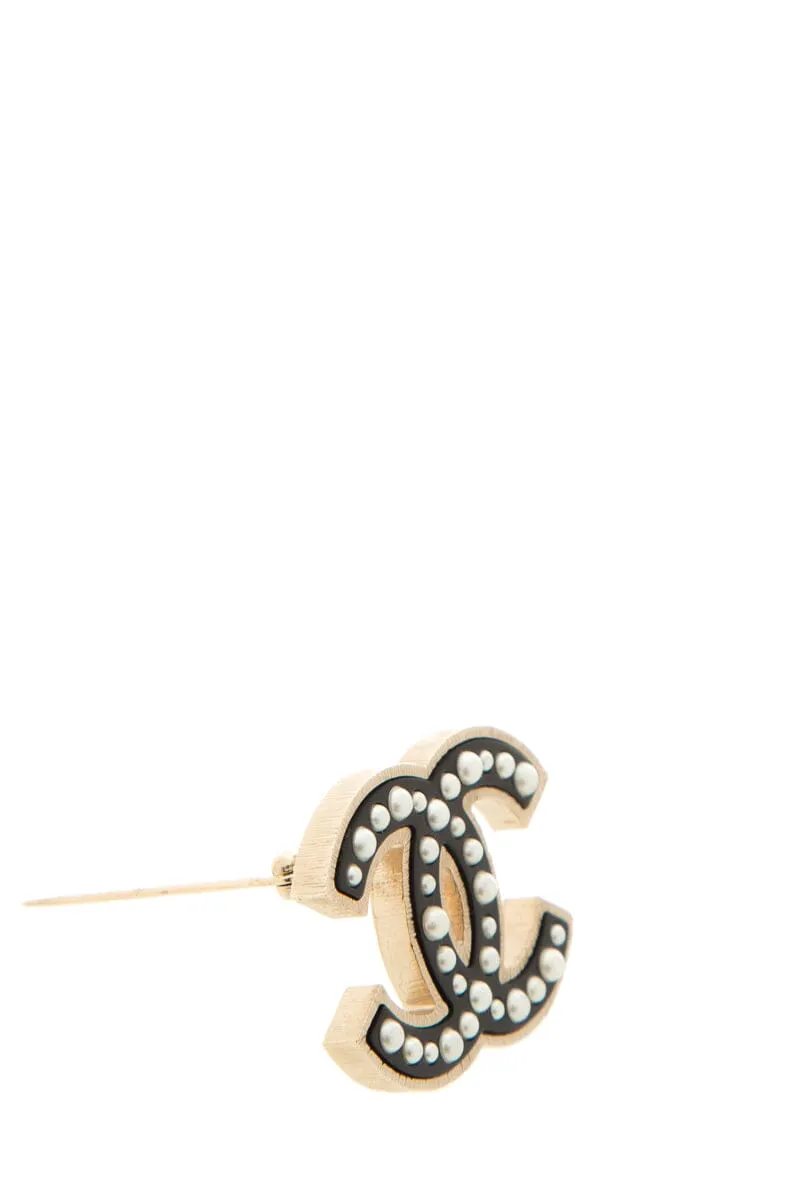Chanel 2016 "Pearl Dot" Black & Pearl Brooch