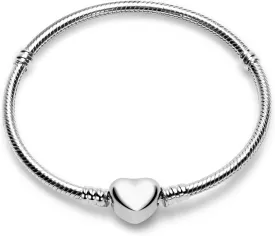 Charm Bracelet For Woman 925 Sterling Silver Jewelry Moments Heart Clasp Snake Chain Bracelet Fit Any Charm Gift for Women Girl