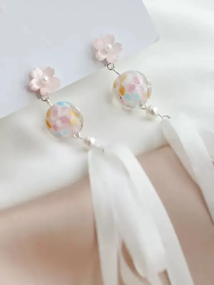 Cherry Blossom Chime Ear Studs & Clips