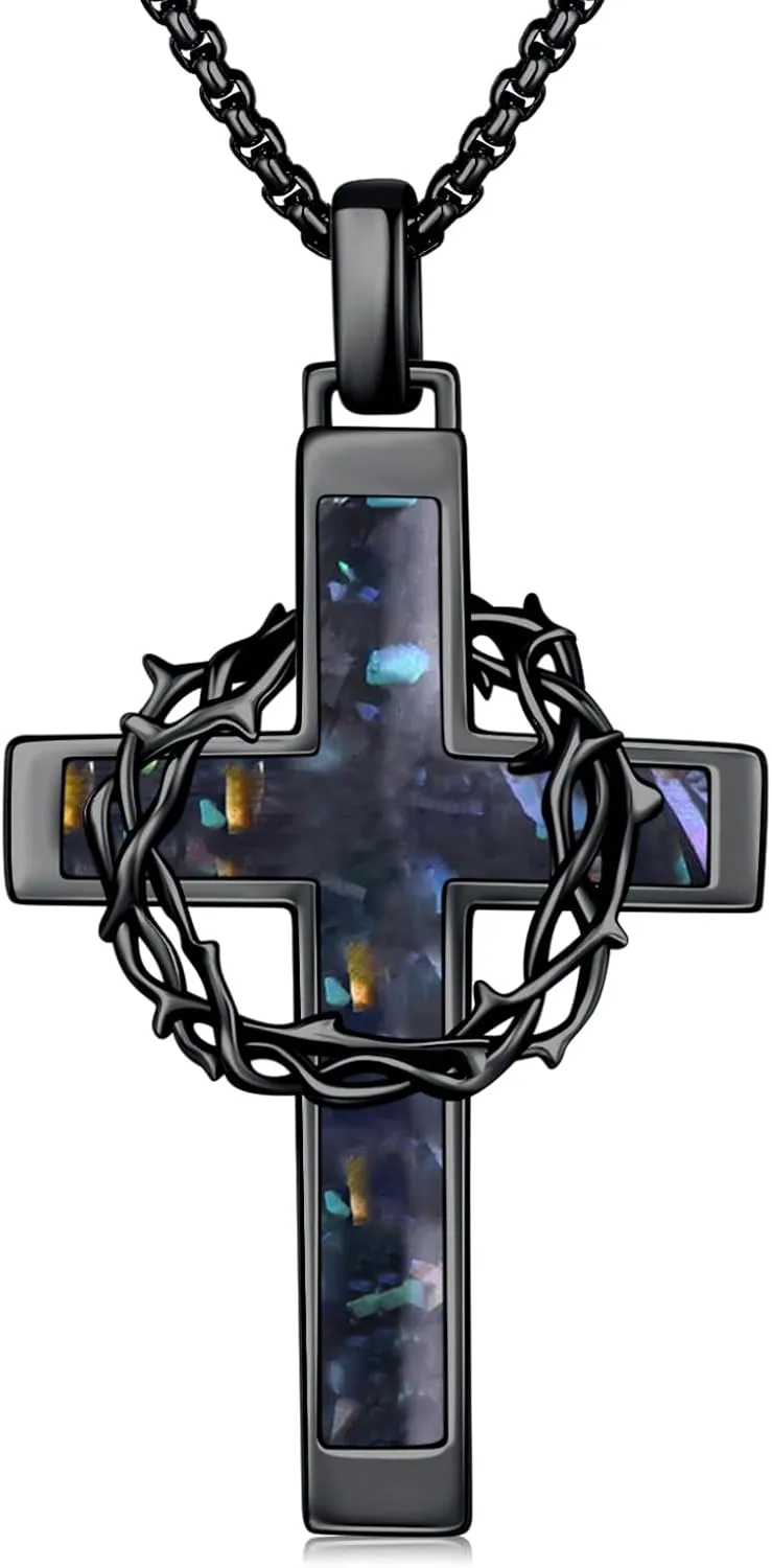 Cross Necklace 925 Sterling Silver Crucifix Pendant Necklace Christian Jewelry Catholic Gifts for Men Women