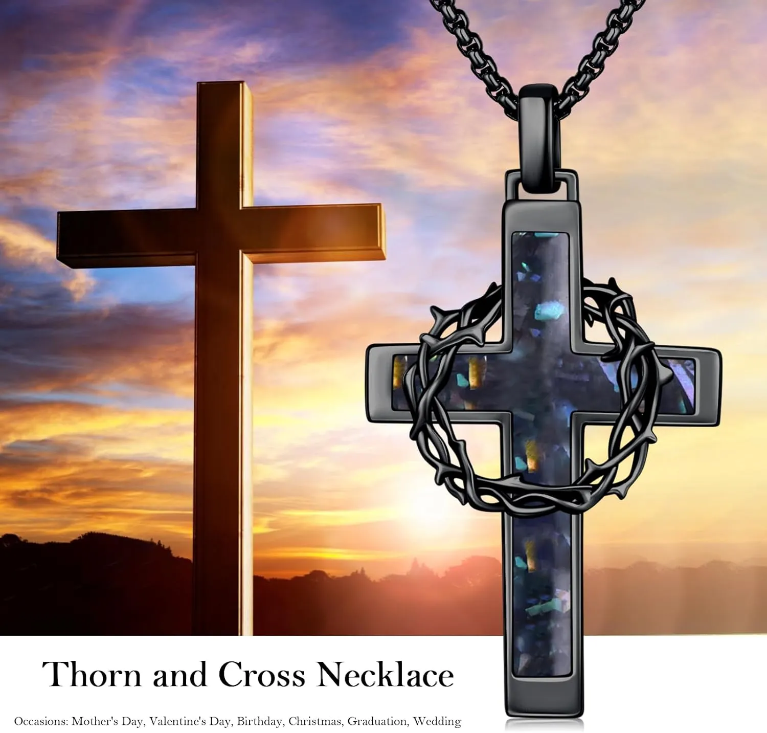 Cross Necklace 925 Sterling Silver Crucifix Pendant Necklace Christian Jewelry Catholic Gifts for Men Women