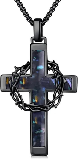 Cross Necklace 925 Sterling Silver Crucifix Pendant Necklace Christian Jewelry Catholic Gifts for Men Women