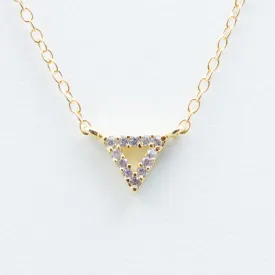 Crystal Triangle Necklace - 18k Gold and Crystal Triangle Charm Necklace