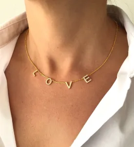 CZ Pave LOVE Necklace - Available in 14kt Gold Vermeil, Rose Gold And Sterling Silver