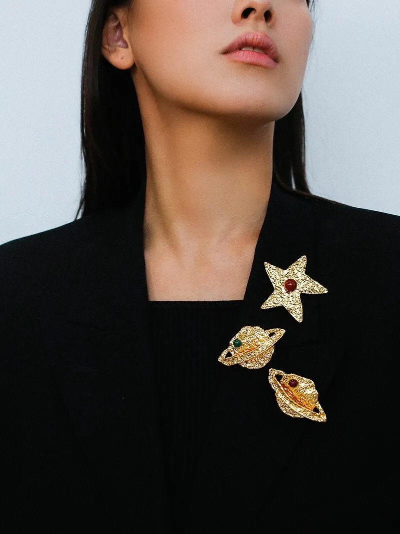 Dazzling Stars Pentagram Planet Element Brooch