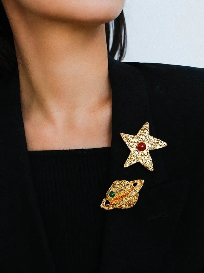 Dazzling Stars Pentagram Planet Element Brooch