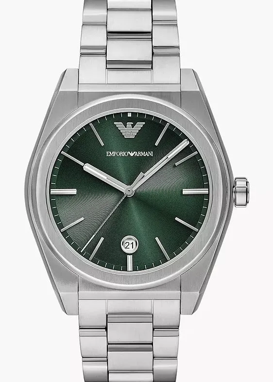 EMPORIO ARMANI FEDERICO GREEN DIAL STAINLESS STEEL BRACELET AR11621