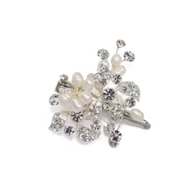 Floral Silver and Ivory Bridal Hair Clip