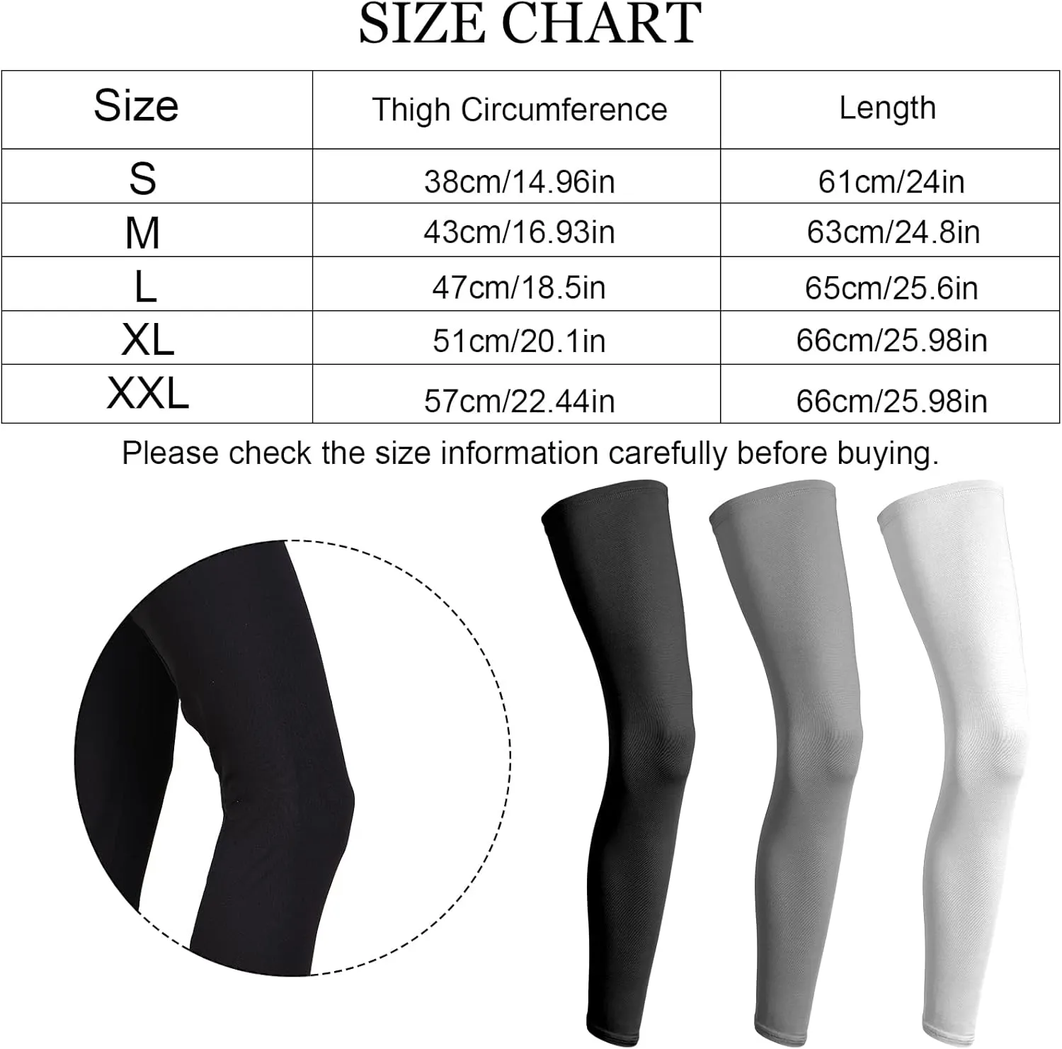 Geyoga 3 Pairs Compression Leg Sleeves Full Length Long Knee UV Protection Sleeves for Outdoor Sports Cycling Football