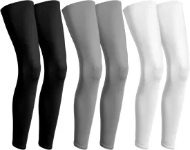Geyoga 3 Pairs Compression Leg Sleeves Full Length Long Knee UV Protection Sleeves for Outdoor Sports Cycling Football