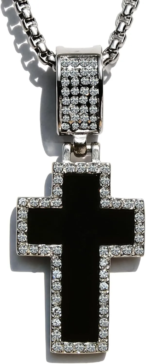 Gorgeous Cross Necklace for Men Women, Hip Hop Jewelry, 316L Stainless Steel Pendant Necklace, 23inch Chain, Come Gift Box