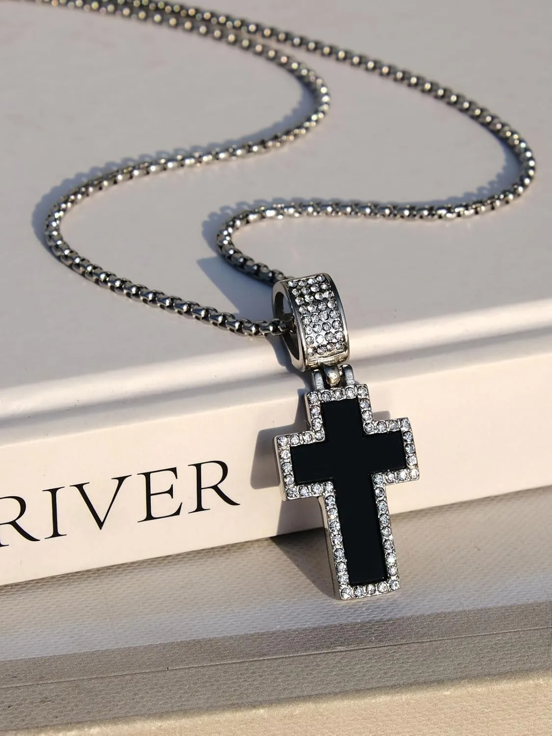 Gorgeous Cross Necklace for Men Women, Hip Hop Jewelry, 316L Stainless Steel Pendant Necklace, 23inch Chain, Come Gift Box
