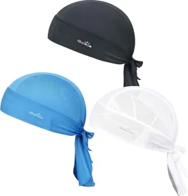 GXCROR 3 Pack Cooling Do Rags Sports Bandanas Cap Skull Caps for Men Breathable Women Skull Cap Helmet Liner