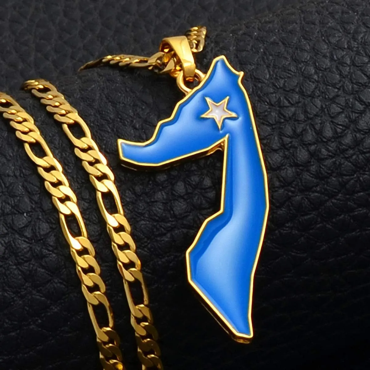 Hafrita Somalia Map Pendants Necklaces Silver Gold Men Map Flag Chain Pendant Necklaces