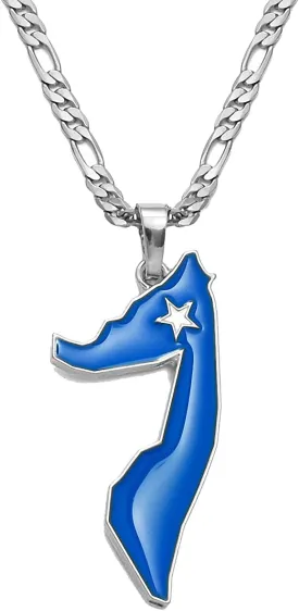 Hafrita Somalia Map Pendants Necklaces Silver Gold Men Map Flag Chain Pendant Necklaces
