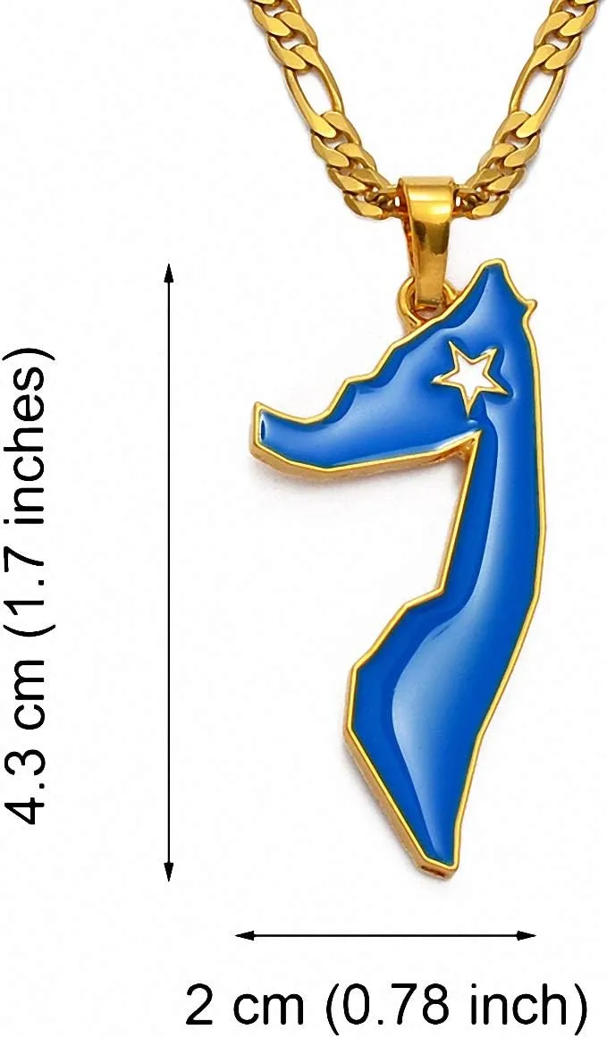 Hafrita Somalia Map Pendants Necklaces Silver Gold Men Map Flag Chain Pendant Necklaces