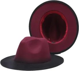 Hgvcfcv Women Fedora Felted Hats for Men Gradient Color Wide Brim Design Luxury Casual Outdoor Men Jazz Fedoras