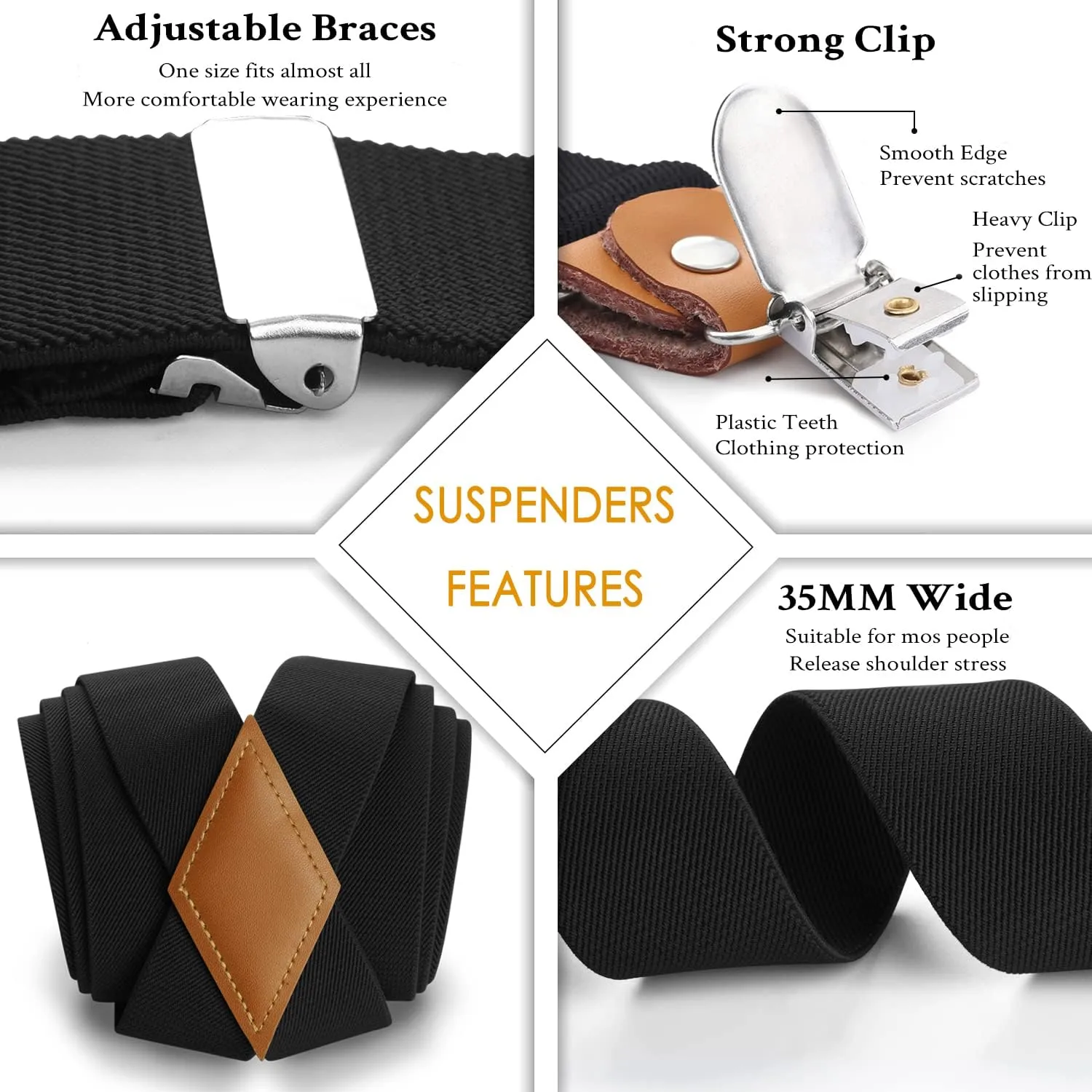 HISDERN Bow Tie and Suspenders for Men Elastic X-Back Suspender and Bowtie Set Adjustable Braces for Wedding Tuxedo