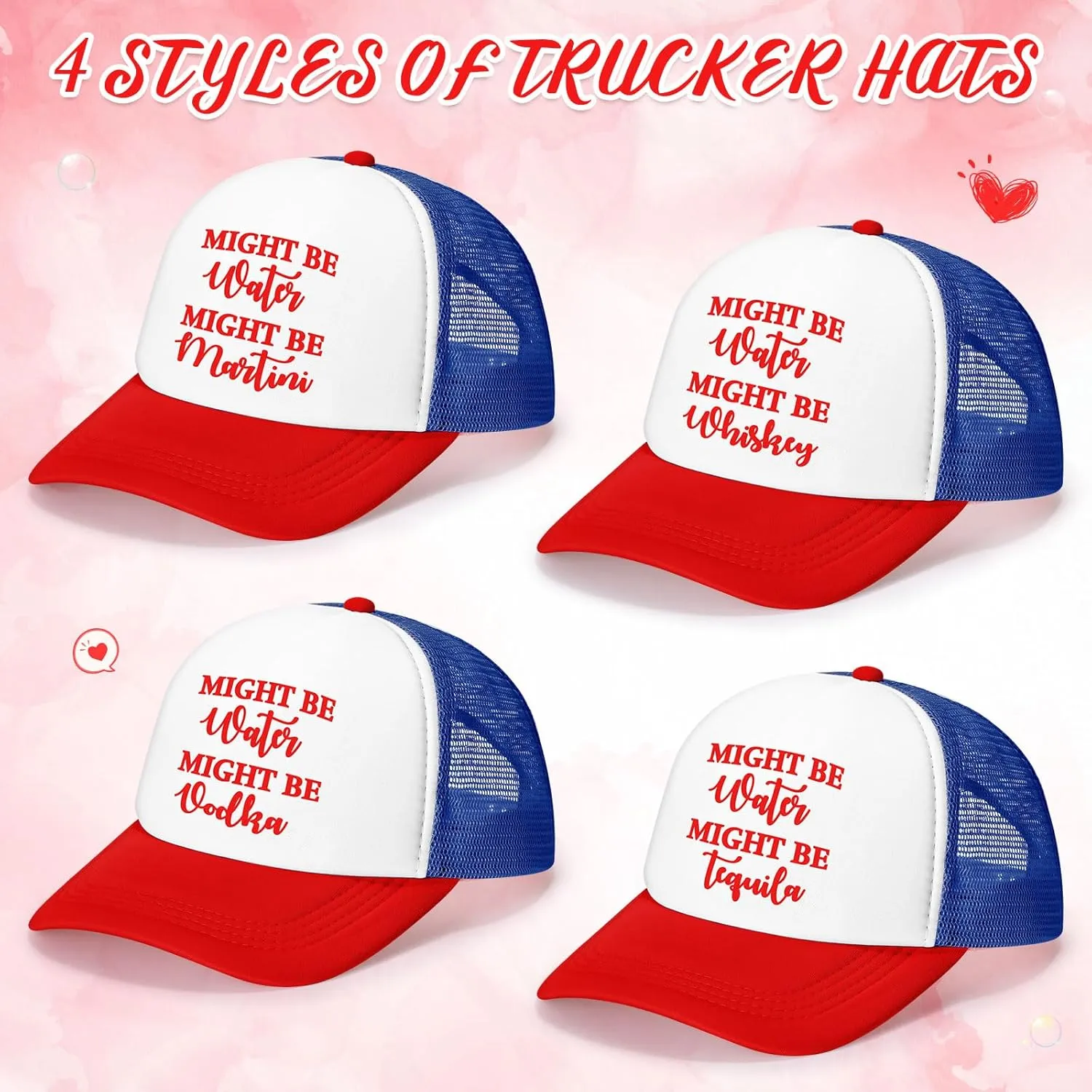 JaGely 4 Pcs Trucker Hat for Women Joke Funny Baseball Cap Classic Adjustable Cap for Women Men Gifts