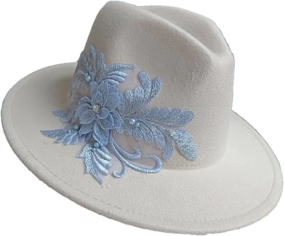 JNKIHAPOT Women's Embroidered Jazz Hat Wedding Hat Fedora Hat Wedding Hat Men's Fedora Hat Sombrero