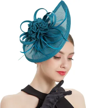 LATIMOON Fascinators Hat for Women Tea Party Headband Mini top Hats Cocktail Flower Mesh Feathers Hair Clip