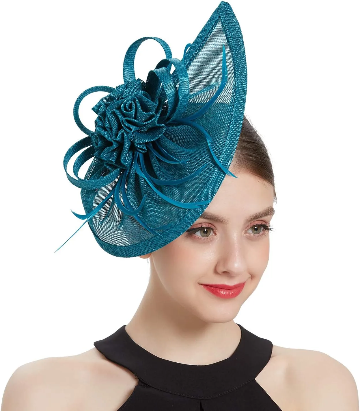 LATIMOON Fascinators Hat for Women Tea Party Headband Mini top Hats Cocktail Flower Mesh Feathers Hair Clip