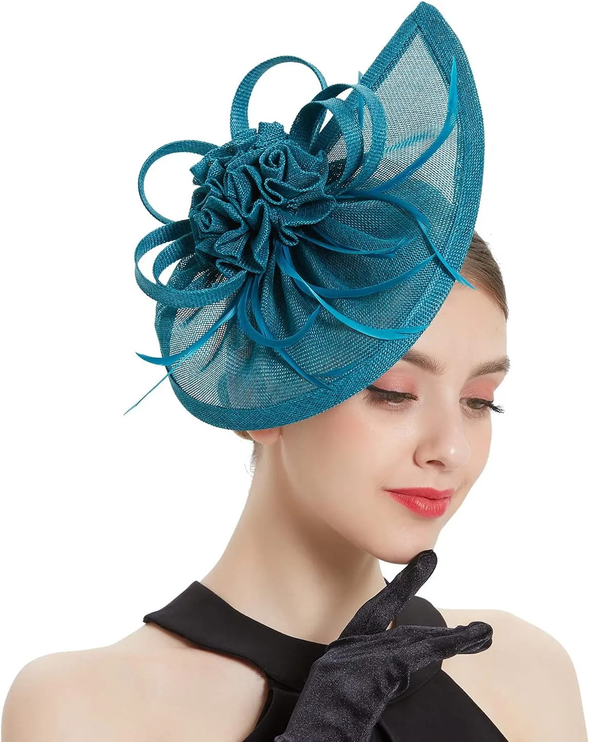LATIMOON Fascinators Hat for Women Tea Party Headband Mini top Hats Cocktail Flower Mesh Feathers Hair Clip
