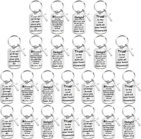 Maitys 24 Pcs Christian Keychains Bulk Gifts Faith Inspirational Bible Verse Keychain with Charm Christian Gifts