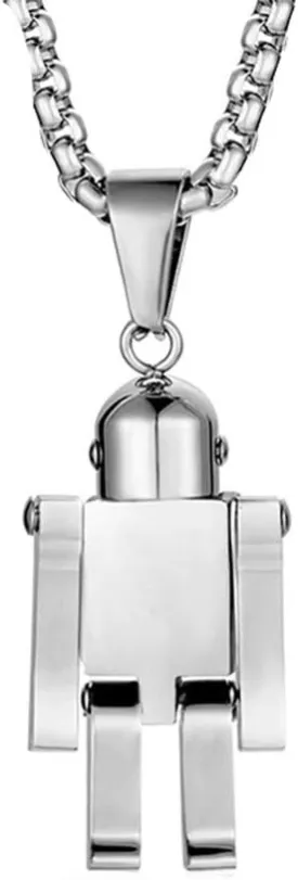 Men's Stainless Steel Hip Hop Movable Robot Charm Necklace Pendant Gothic Biker Jewelry for s