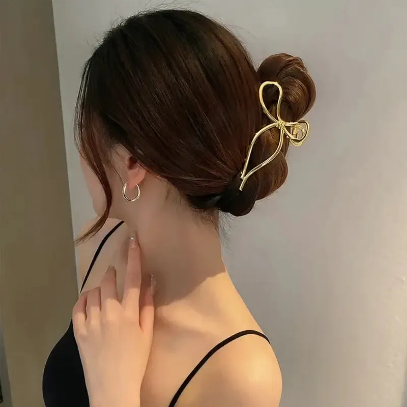 Metal Bow Hair Geometric Hairpin Clips