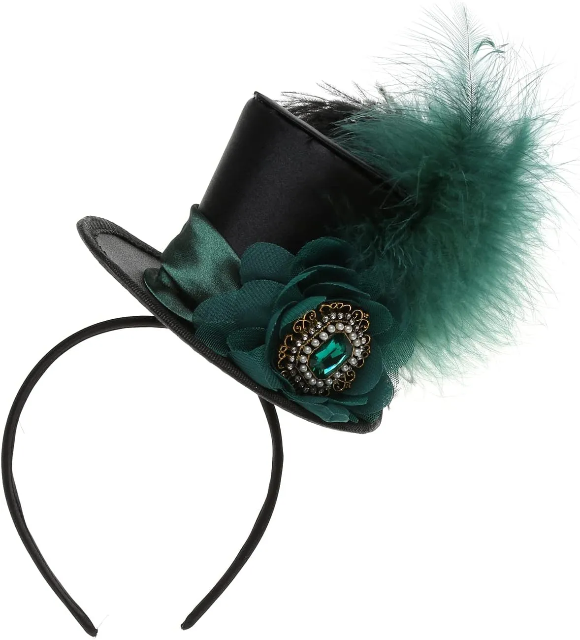 Mini Top Hat Fantasy Fascinators Hats for Women,Derby Tea Party Ostrich Feather Top Hat for Girls Party Decoration