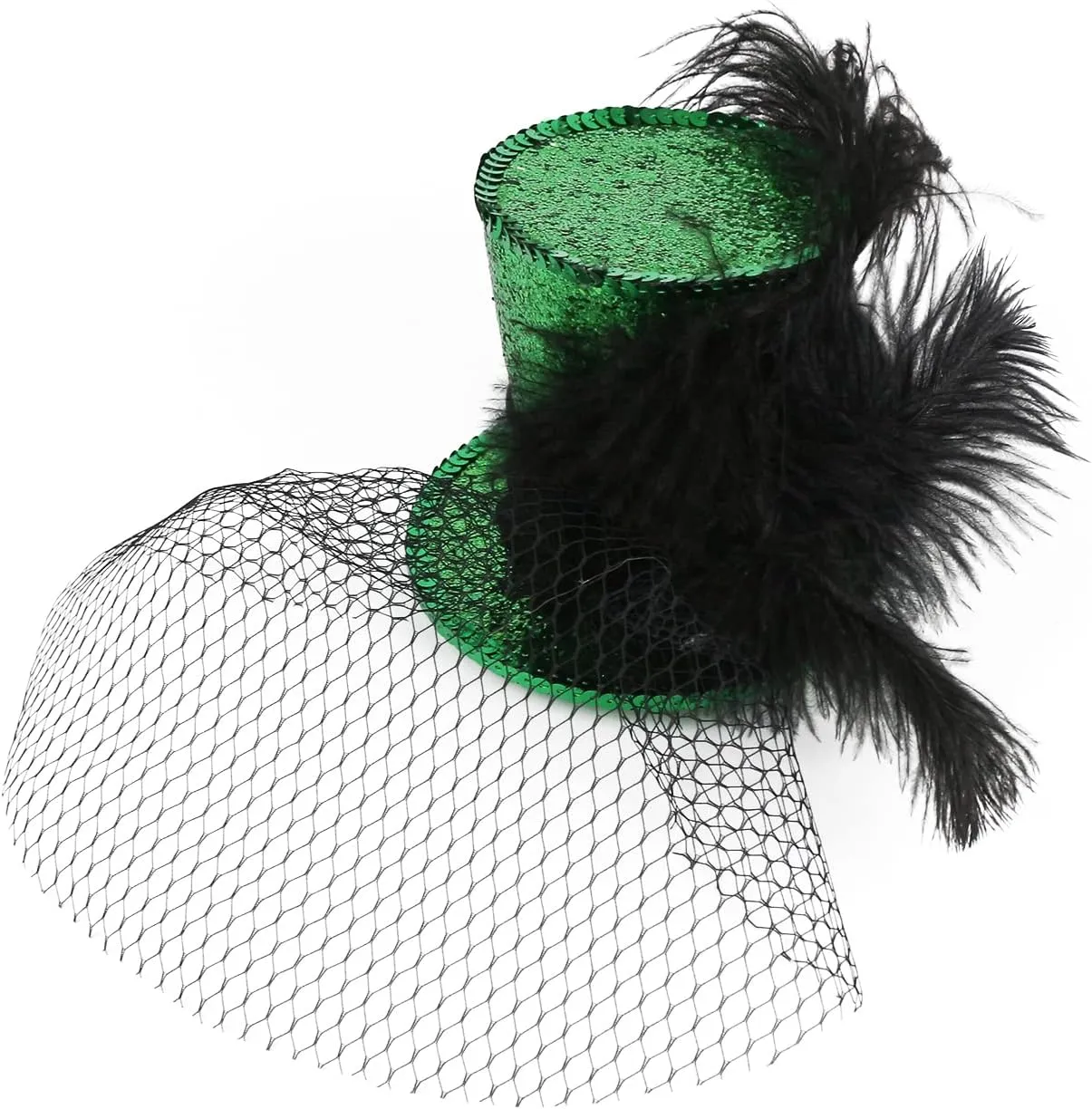Mini Top Hat Fantasy Fascinators Hats for Women,Derby Tea Party Ostrich Feather Top Hat for Girls Party Decoration