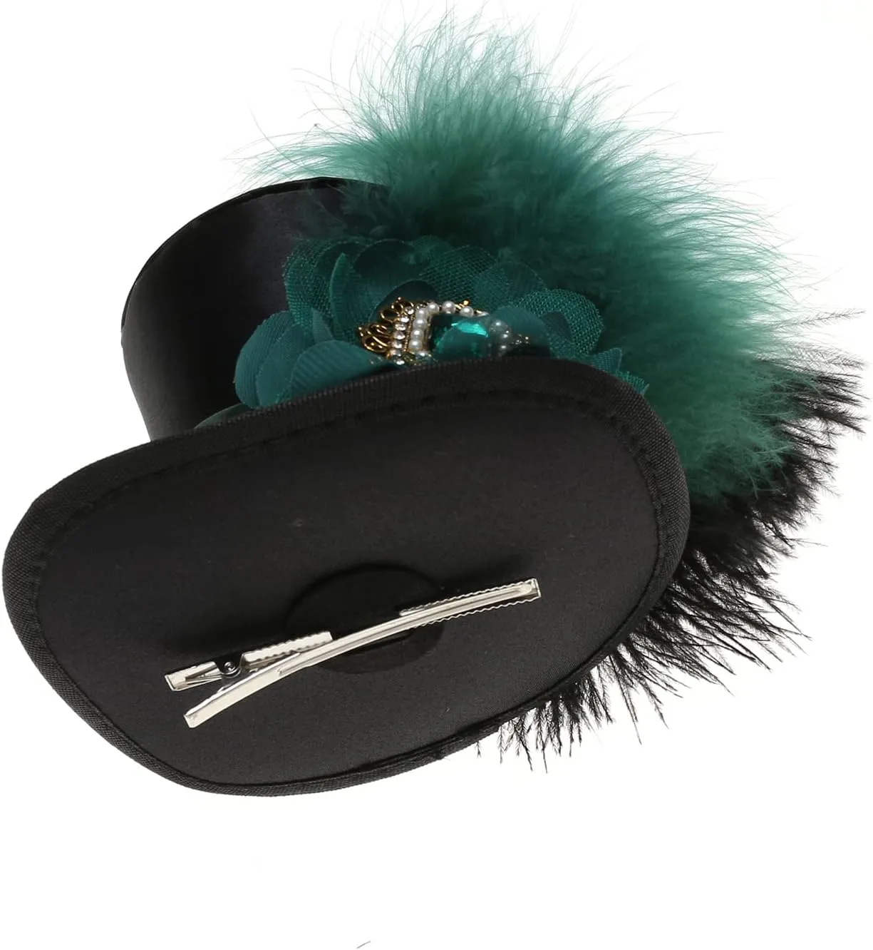 Mini Top Hat Fantasy Fascinators Hats for Women,Derby Tea Party Ostrich Feather Top Hat for Girls Party Decoration