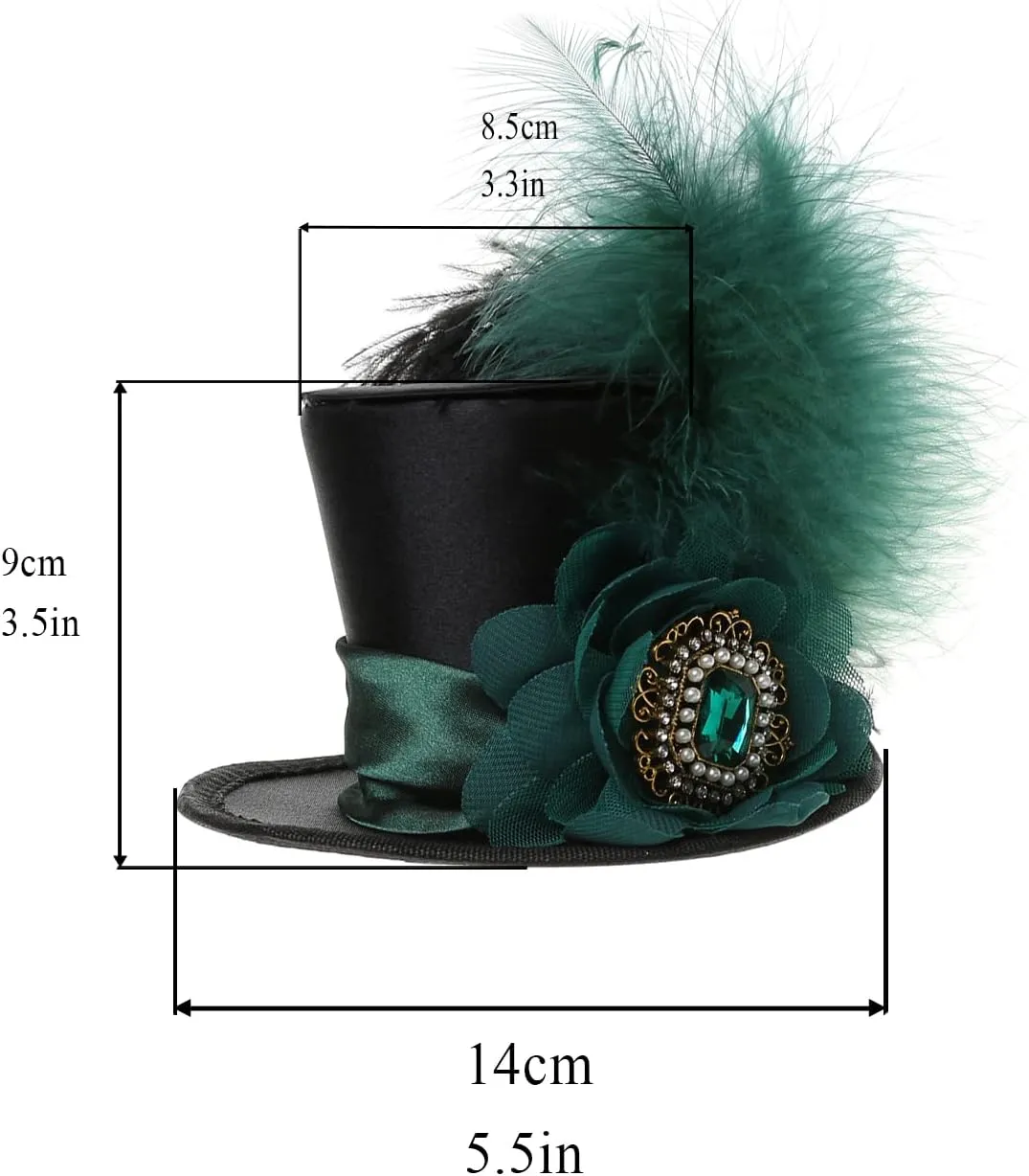 Mini Top Hat Fantasy Fascinators Hats for Women,Derby Tea Party Ostrich Feather Top Hat for Girls Party Decoration